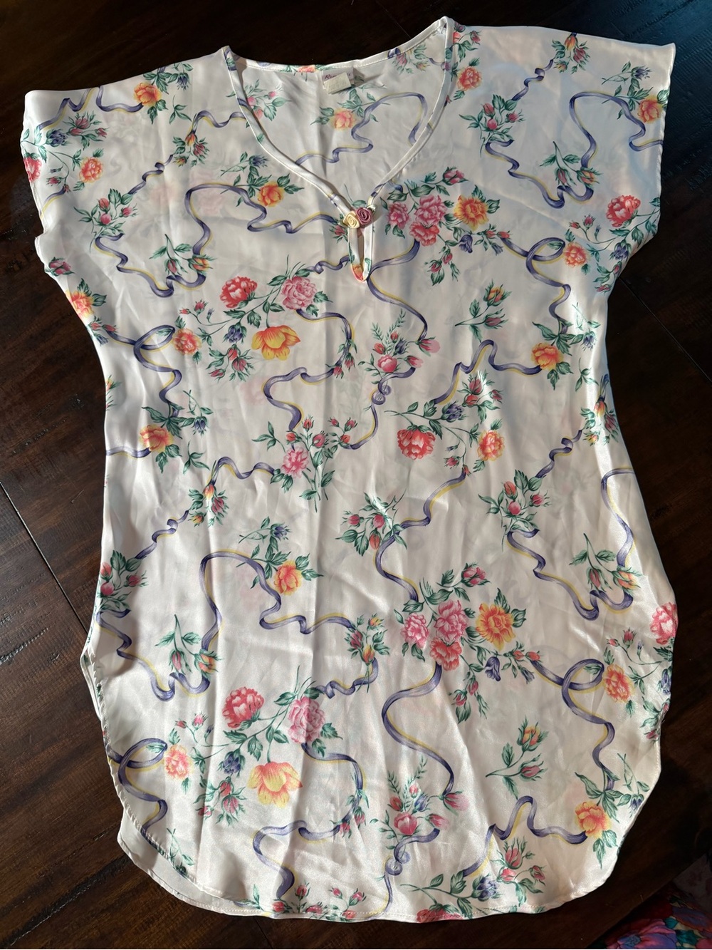 Vintage 90s Romantic Moods Satin Floral Fem Nightie